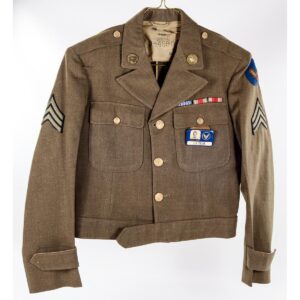 WWII United States Army Air Force USAAF Ike Jacket w Bullion Patch and ID Badge