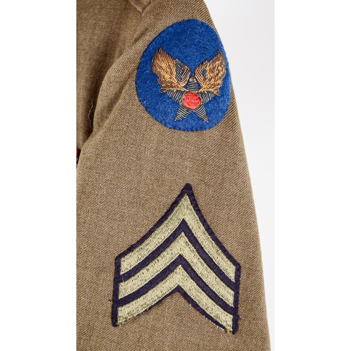 WWII United States Army Air Force USAAF Ike Jacket w Bullion Patch and ID Badge - Image 4