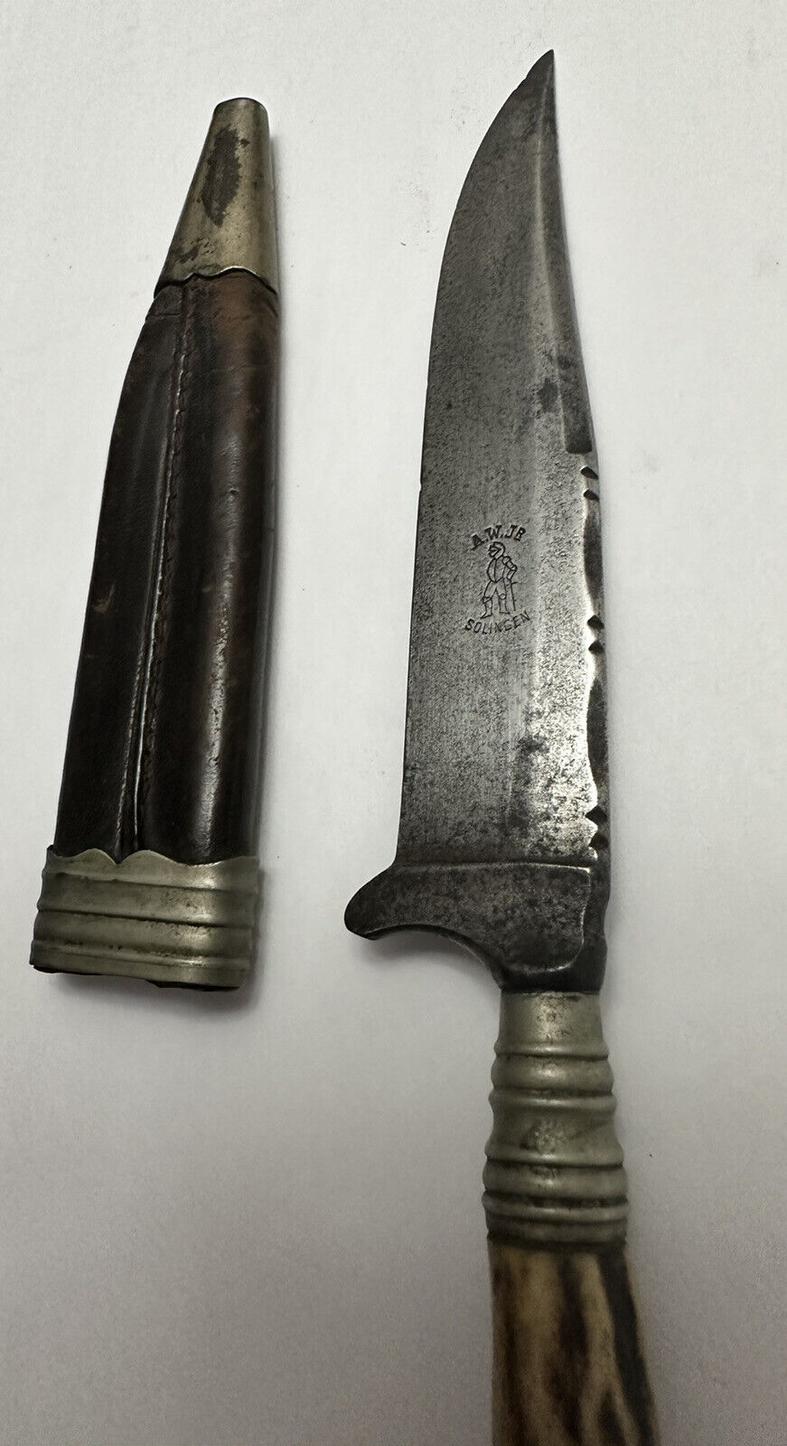 WW1 Imperial German Trench/Boot Knife - Stag Horn By Anton Wingen Jr. - Image 7