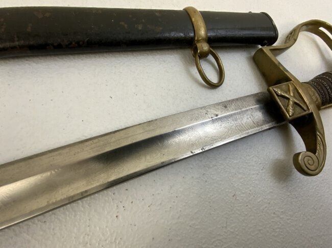 IMPERIAL GERMAN 8th (1st Rhenish) Field Artillery OFFICER SWORD ETCHED BLADE REGIMENTAL STAMP - Rare Clip Point Blade - Image 11