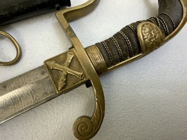 IMPERIAL GERMAN 8th (1st Rhenish) Field Artillery OFFICER SWORD ETCHED BLADE REGIMENTAL STAMP - Rare Clip Point Blade - Image 2