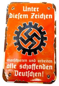 Rare WW2 German Enamel Factory Sign German Workers Front