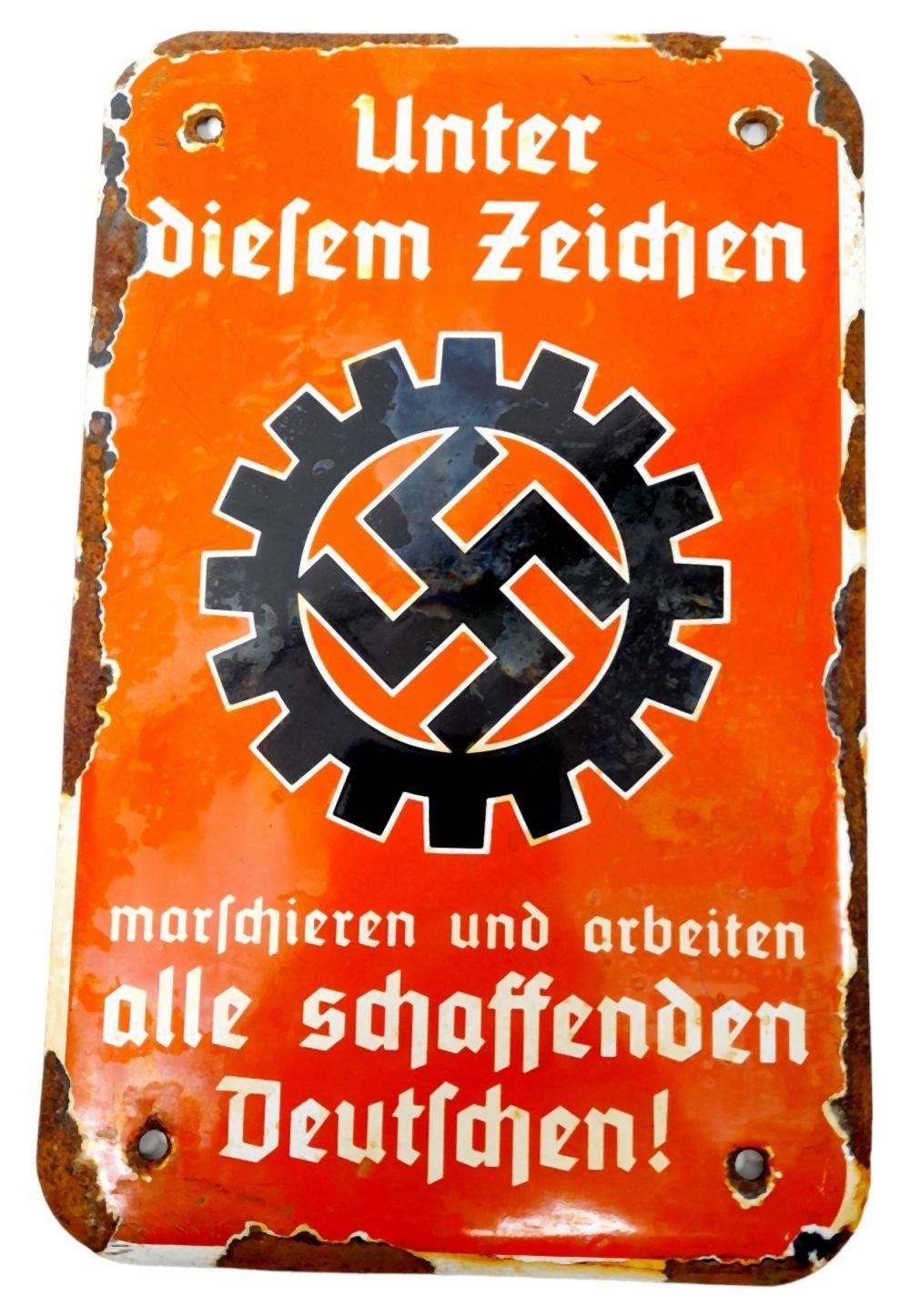 Rare WW2 German Enamel Factory Sign German Workers Front
