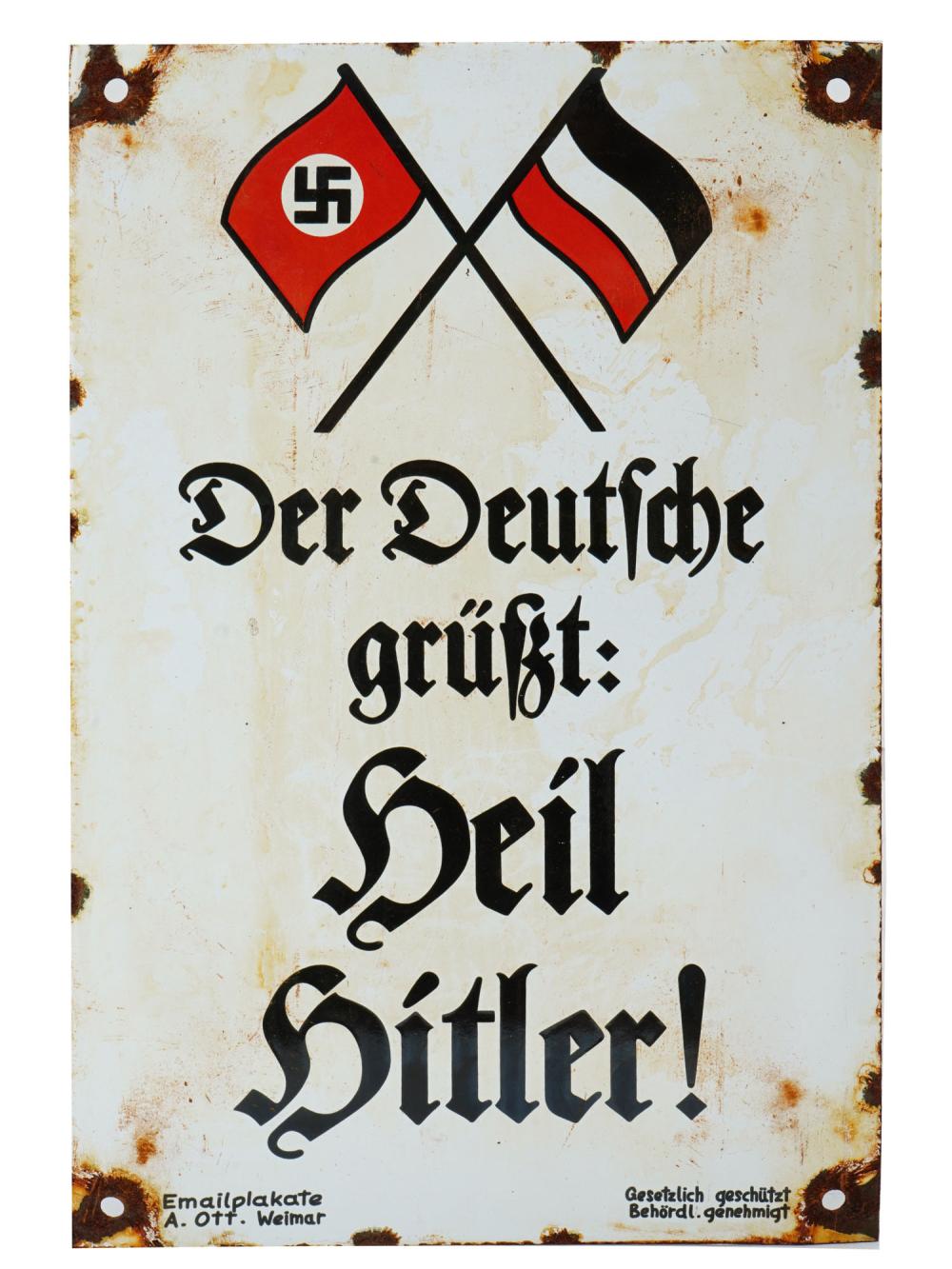 WW2 NAZI GERMAN THIRD REICH NSDAP ENAMEL PROPAGANDA STREET SIGN