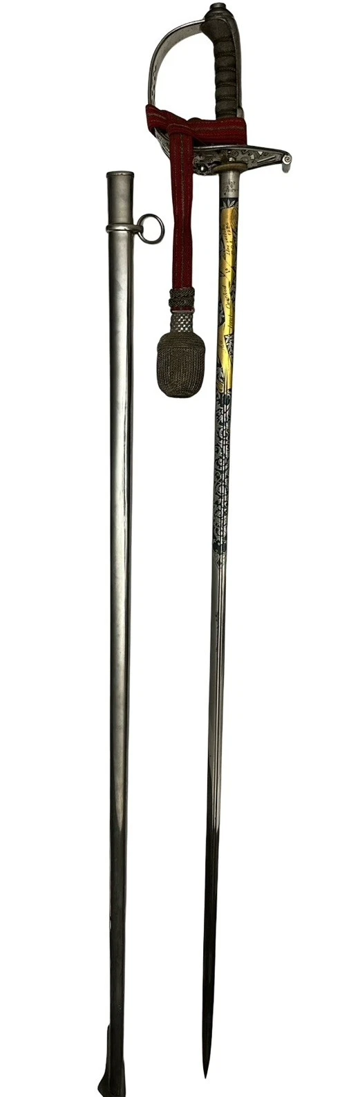 WW1- Swiss Officers M1899 Presentation Grade Sword - Officer Named - Gold Gilded - Image 3