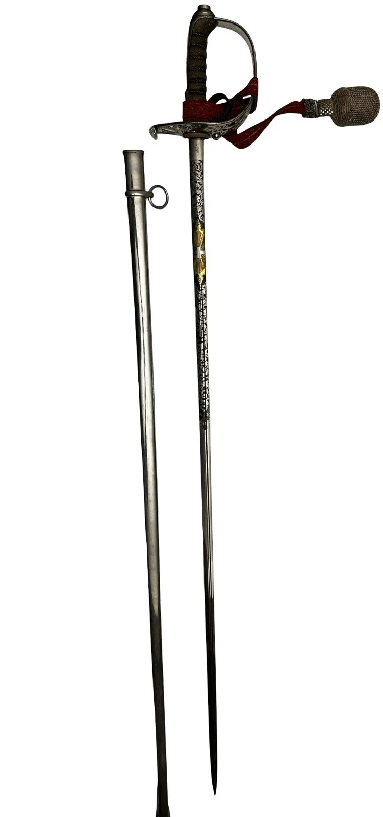 WW1- Swiss Officers M1899 Presentation Grade Sword - Officer Named - Gold Gilded - Image 13