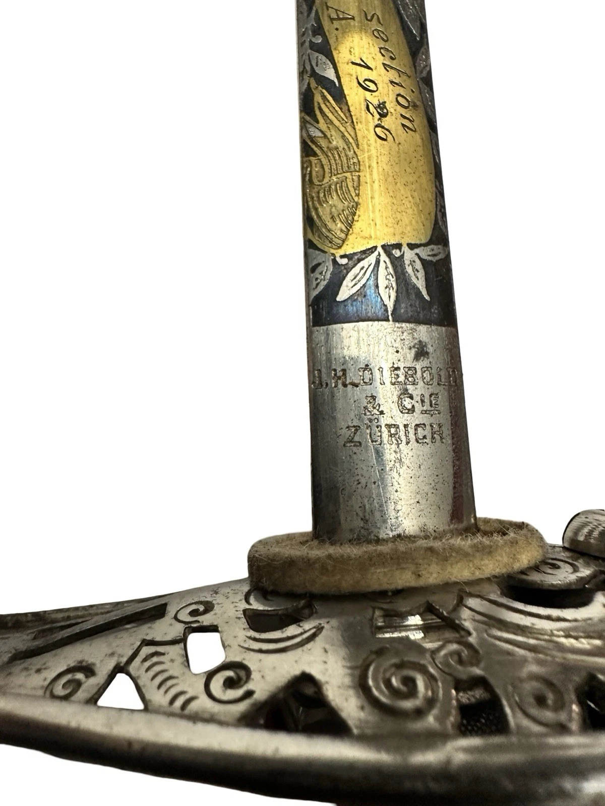 WW1- Swiss Officers M1899 Presentation Grade Sword - Officer Named - Gold Gilded - Image 4