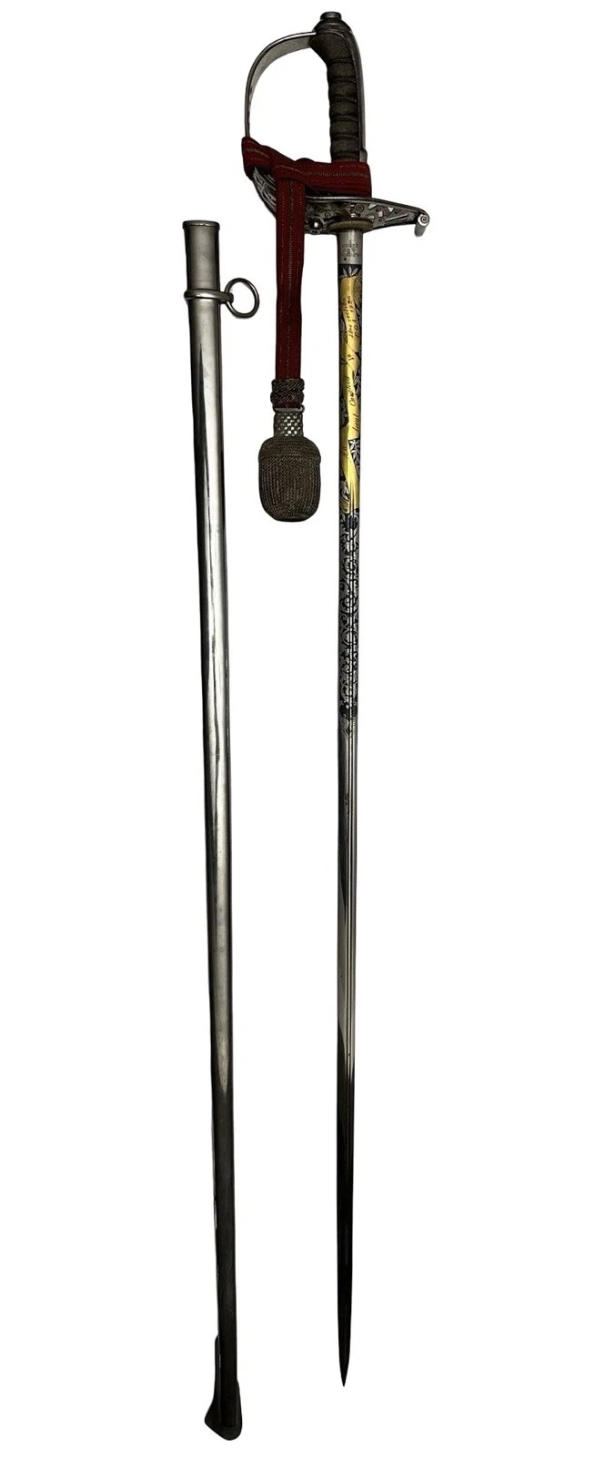 WW1- Swiss Officers M1899 Presentation Grade Sword - Officer Named - Gold Gilded - Image 10