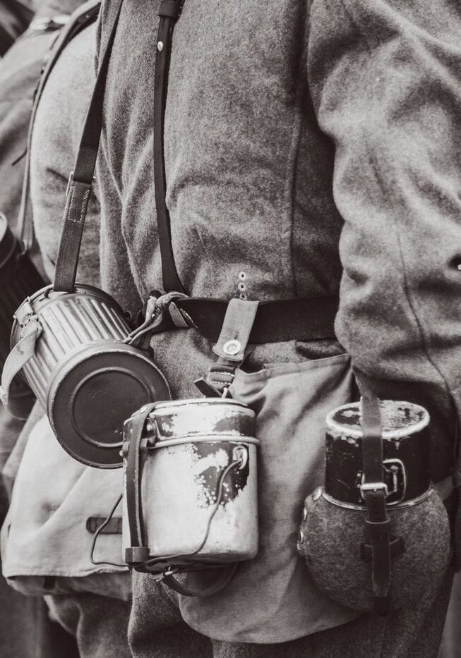Soldiers showing off their field gear